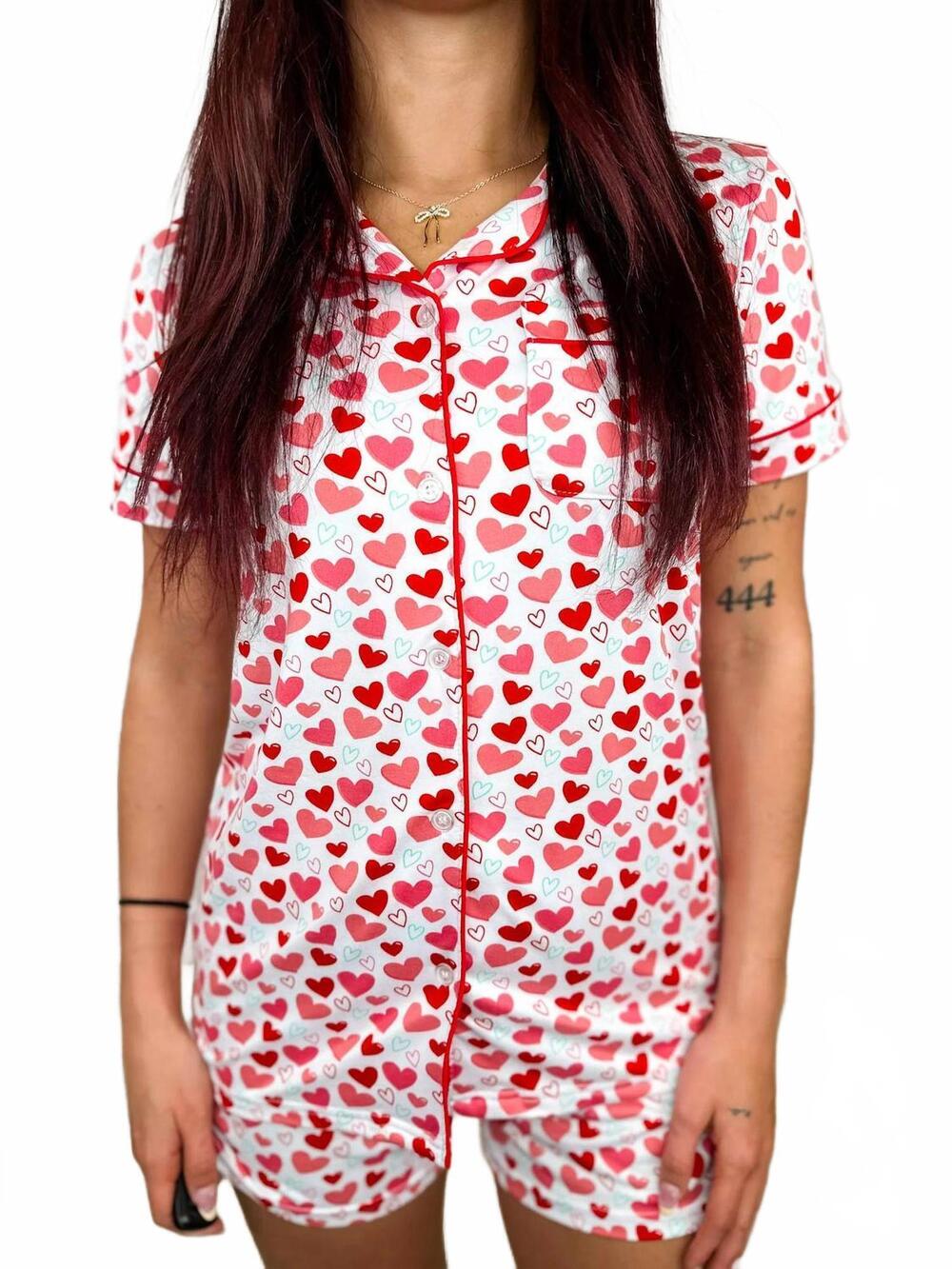 NEW THE ROYAL STANDARD all you need is love pajama short set in white